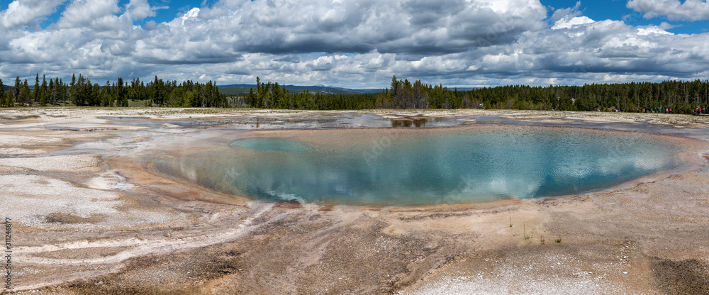 Midway geyser basin Turquoise Pool at Yellowstone National Park.
