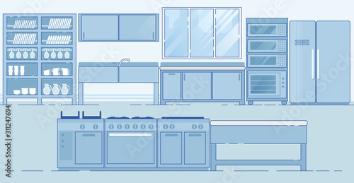 Commercial Kitchen with Several Different Areas