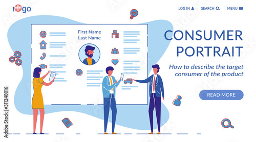 Consumer Portrait Vector Landing Page Template