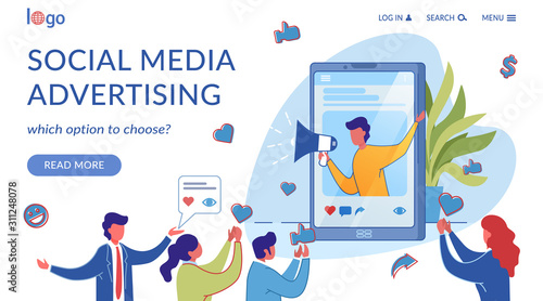 Social Media Marketing Landing Page Flat Template