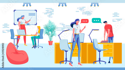 Business People at Work Perform Different Tasks.