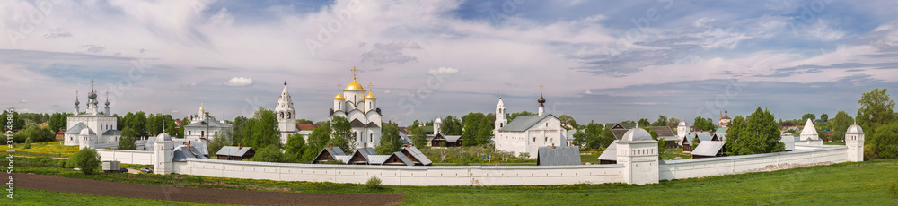 Panoramic view of Pokrovsky monastery in Suzdal