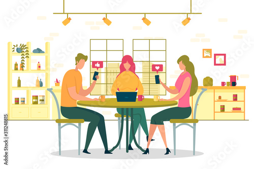 Online Social Media Addiction Flat Vector Concept