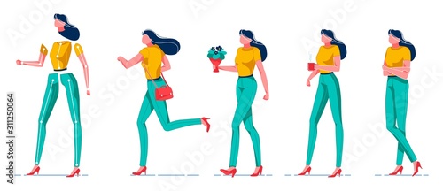 Slim Beautiful Woman Character with Accessory.