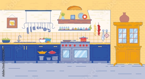 Kitchen Room Interior in Traditional Rustic Style