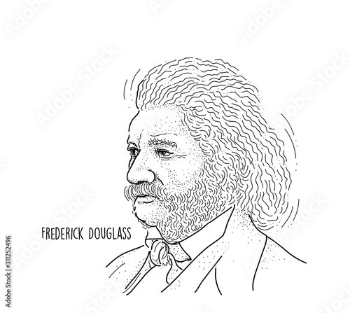 Frederick Douglass portrait Hand Draw Line art technique photo