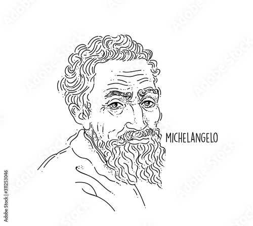 Michelangelo Line Art Portait Hand Drawing