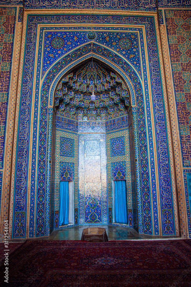 The gate and minarets of Jameh Mosque of Yazd,  Iran 