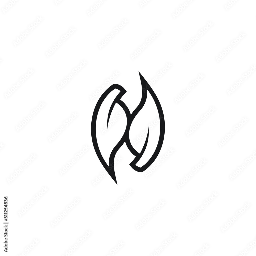 Leaf logo outline icon design vector illustration
