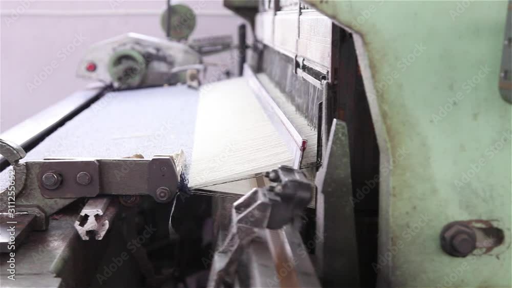 industrial power loom machine working industrial power loom machine working