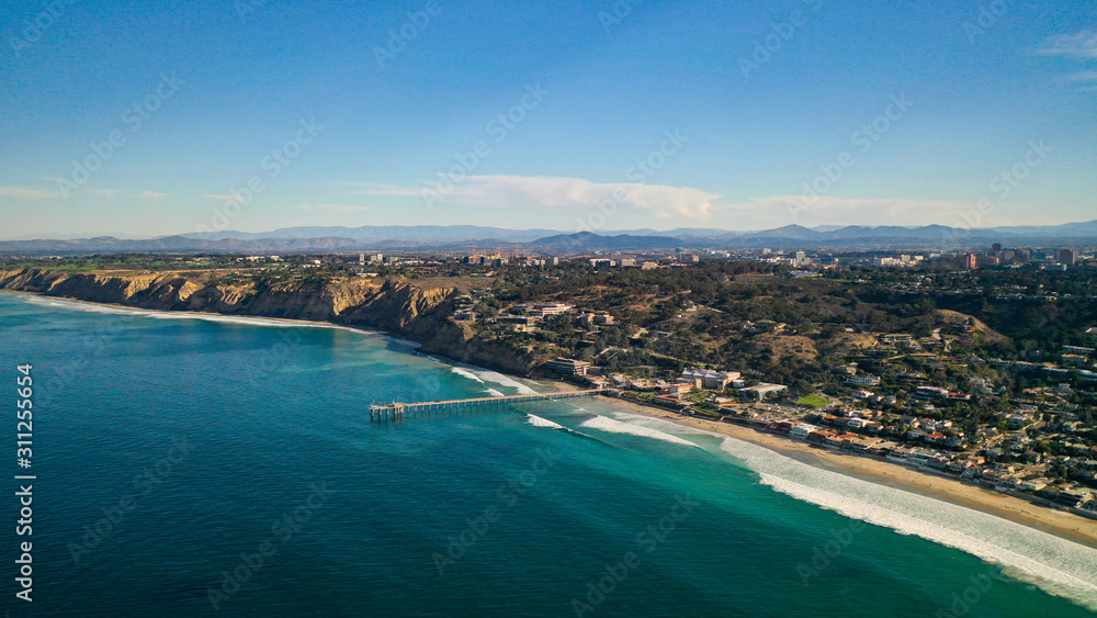 Fototapeta premium Southern California Beach Town Aerial Photography