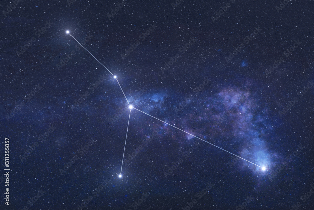 Cancer Constellation stars in outer space. Zodiac Sign Cancer constellation lines. Elements of this image were furnished by NASA