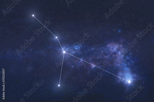 Cancer Constellation stars in outer space. Zodiac Sign Cancer constellation lines. Elements of this image were furnished by NASA 