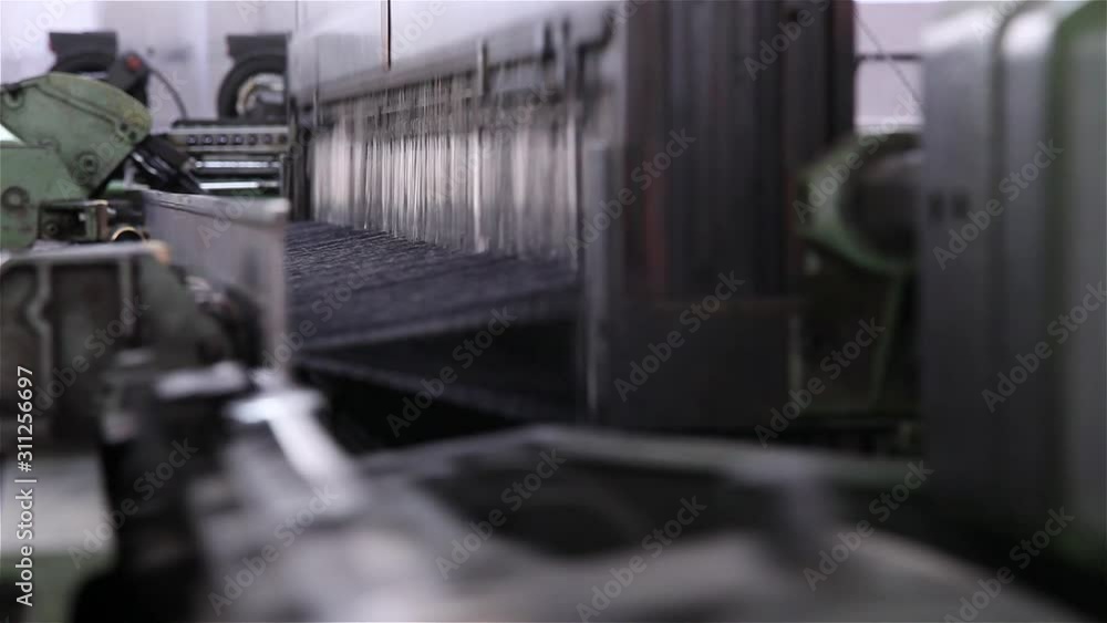 industrial power loom machine working industrial power loom machine working