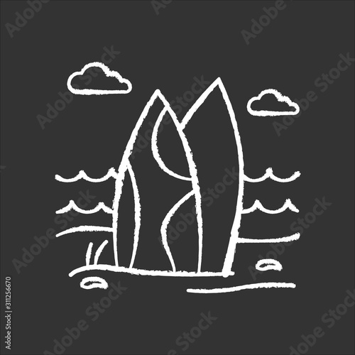 Photography Surfboards on the beach chalk icon
