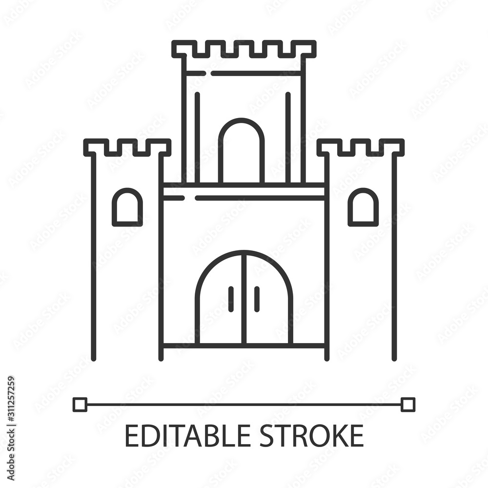 Solomon temple Bible story linear icon. Jerusalem king castle. Worship building. Biblical narrative. Thin line illustration. Contour symbol. Vector isolated outline drawing. Editable stroke Solomon temple Bible story linear icon. Jerusalem king castle. Worship building. Biblical narrative. Thin line illustration. Contour symbol. Vector isolated outline drawing. Editable stroke