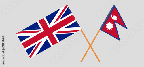 Crossed flags of Nepal and the UK