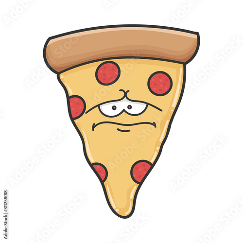 Sad depress slice of pizza cartoon
