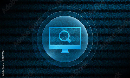 Desktop magnifier in digital sphere with pulse effect technology