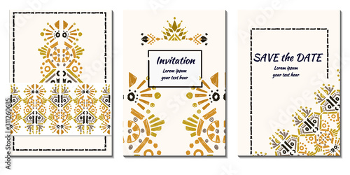 Cover royal greeting design. Modern template with ikat ornament for wedding design or greeting card any purpose
