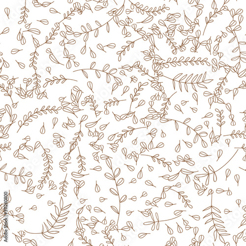 Vector Leaves branch. Field foliage seamless pattern
