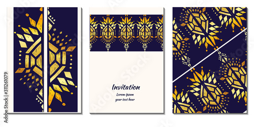A luxury ikat ornament vertical invitation. Vip greeting template for any purpose.