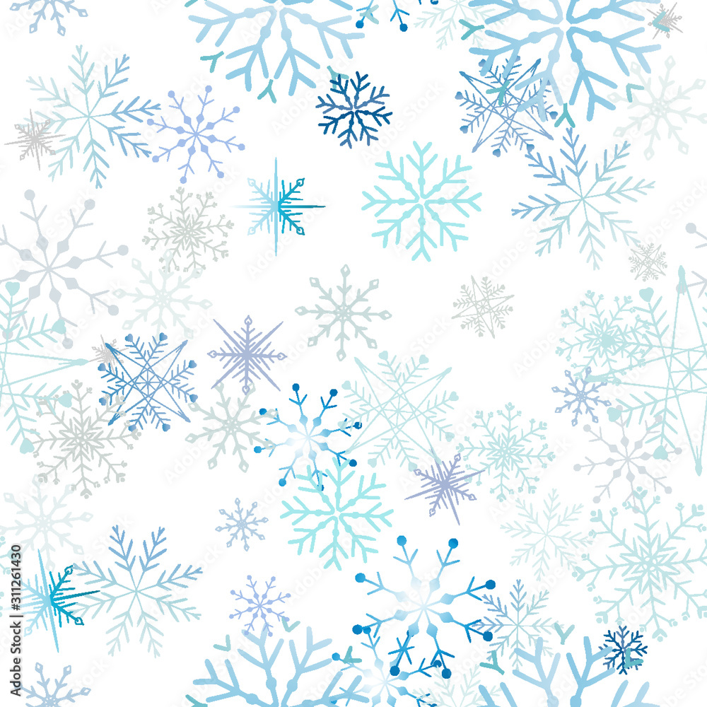 Celebrate freezing snowflakes background. Christmas print fabric wonderful wrapping surface pattern design. Blue snowflakes on light background. Celebrate freezing snowflakes background. Christmas print fabric wonderful wrapping surface pattern design. Blue snowflakes on light background.
