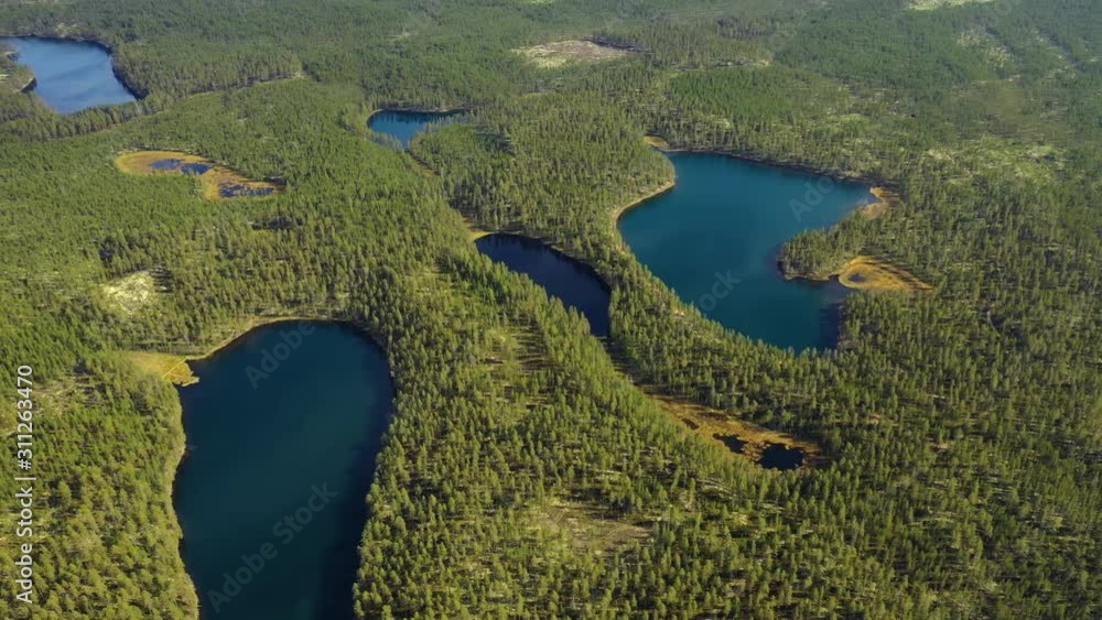 Aerial View of the Lake and Forest in Finland. Beautiful nature of Finland. Aerial View of the Lake and Forest in Finland. Beautiful nature of Finland.
