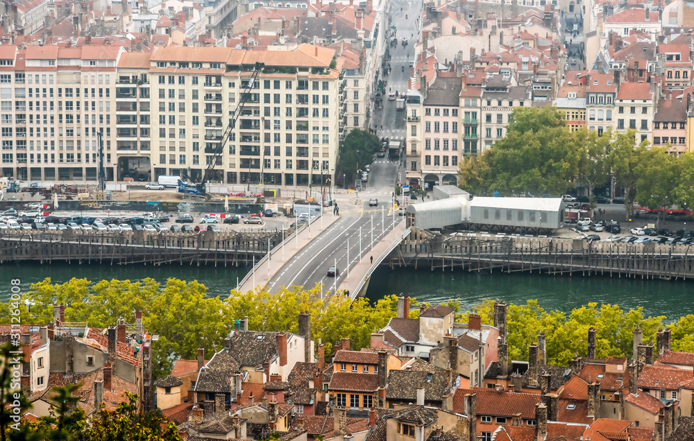 Lyon cityscape, Views of the Lyon city, France, travel Europe