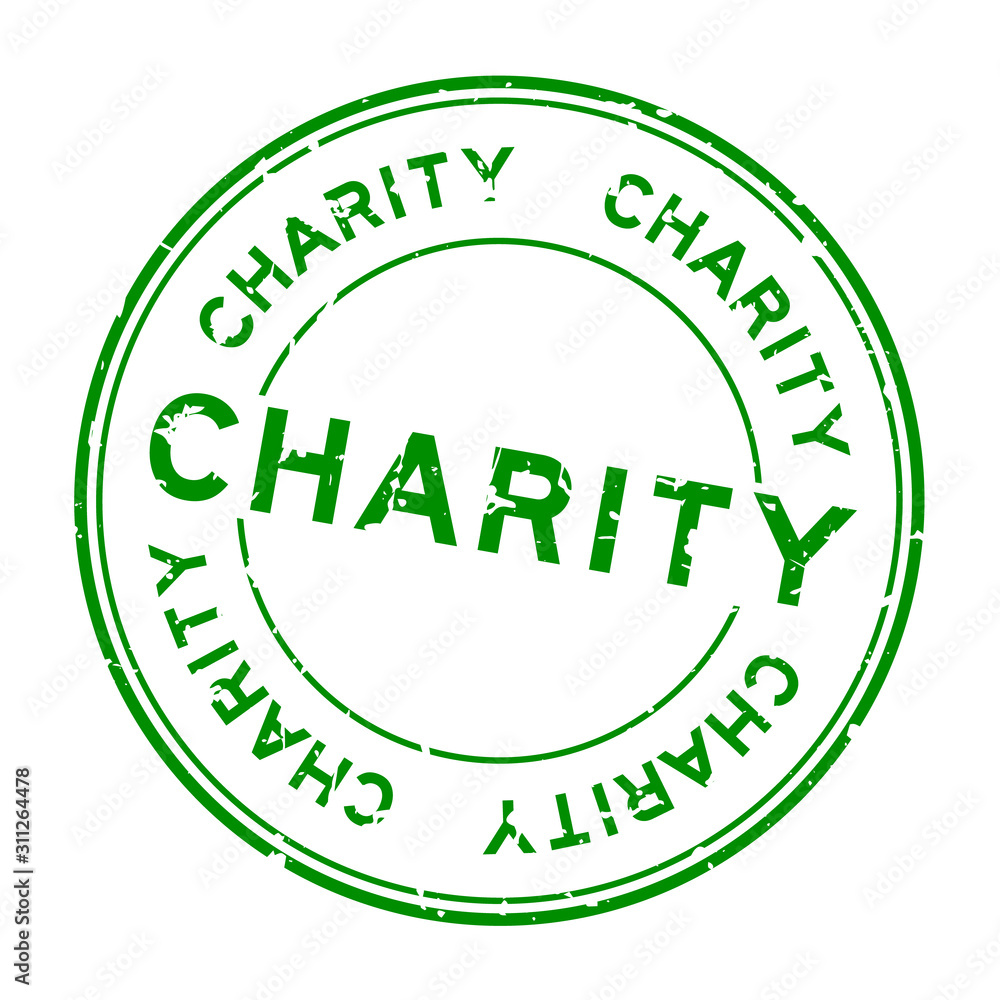 Grunge green charity word round rubber seal stamp on white background Grunge green charity word round rubber seal stamp on white background