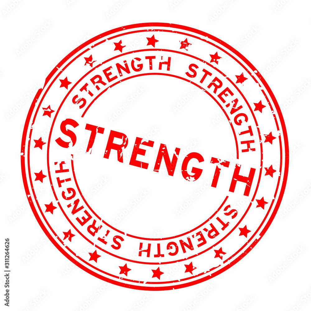 Grunge red strength word round rubber seal stamp on white background Grunge red strength word round rubber seal stamp on white background