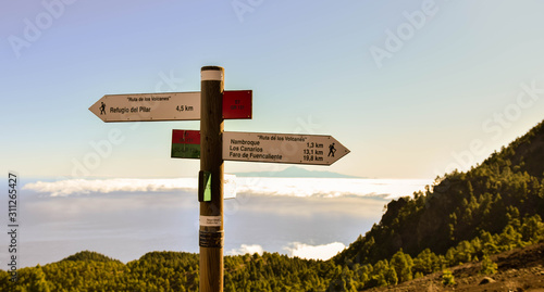 Hiking marks on La Palma island  Canary islands