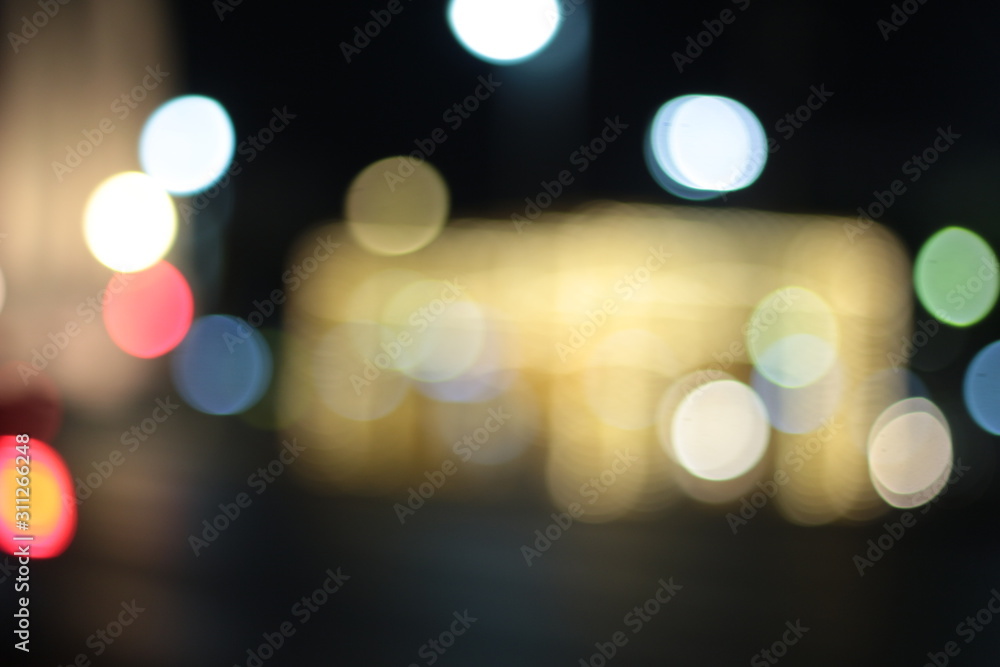 Bokeh of ratchadamnoen in Xmas light 