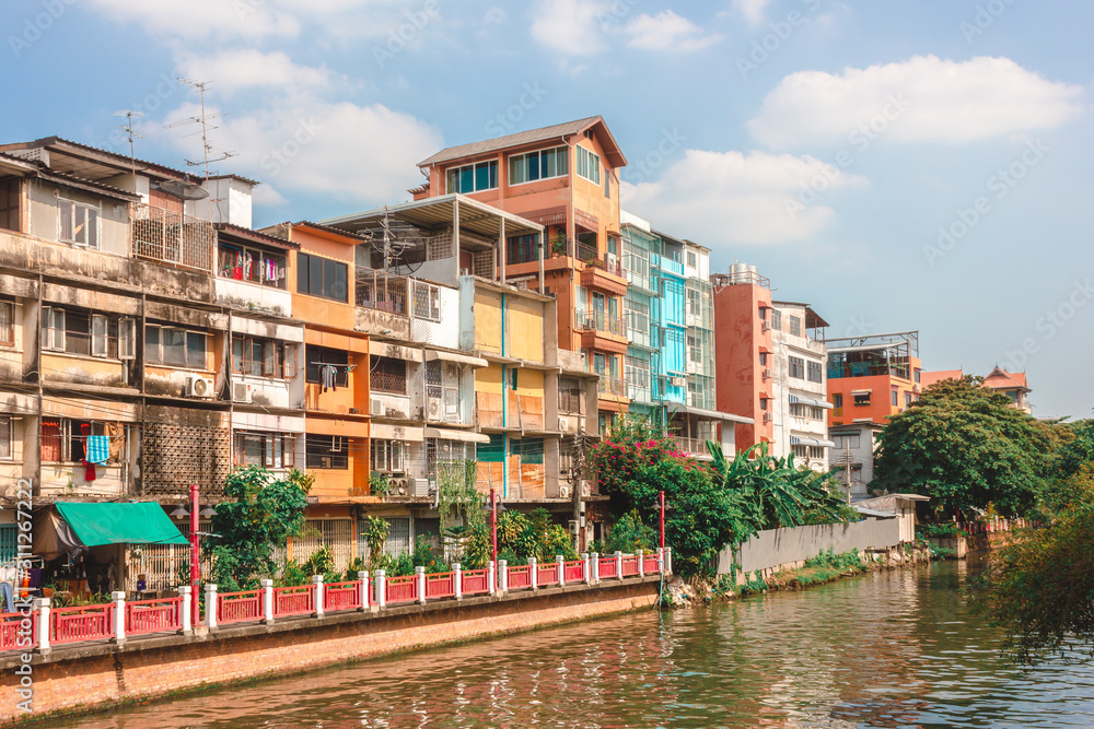 Residential buildings along the river