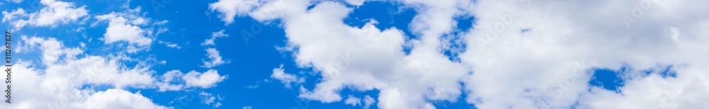 Panorama blue sky background with tiny clouds