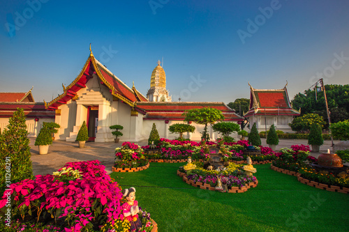 Background of religious tourist attractions  the old Buddha Church  Phra Buddha Chinaraj National Museum   with both Thai and foreign tourists coming to make merit always in Thailand.