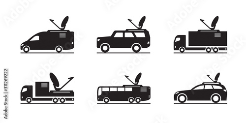 Transmission and production vehicles – vector illustration