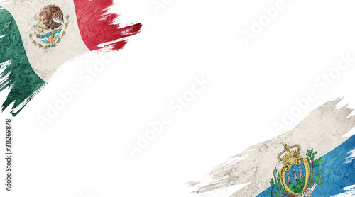 Flags of Mexico and San Marino on White Background