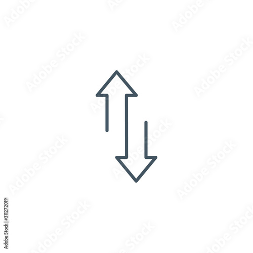 Linear Double arrow icon up and down direction. Web navigation. Simple outline element vector illustration on white background.
