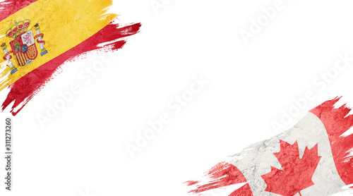 Flags of Spain and Chile on White Background photo