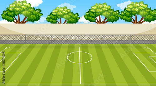 Background scene with trees around the football field