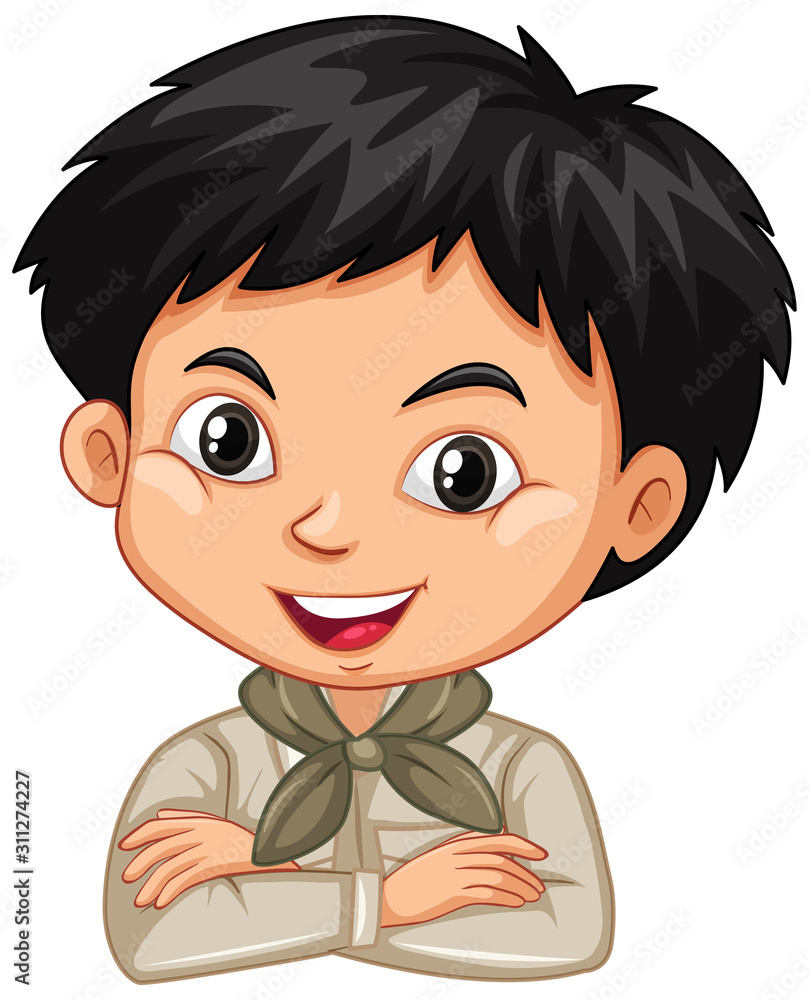 Cute boy in safari outfit on white background