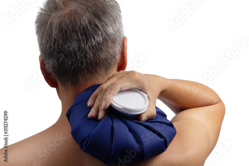 Canvas Print People  compress ice bag  to Various areas of the body that are swollen and painful, relieving pain