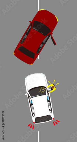 暴力をふるうあおり運転.ベクター素材.