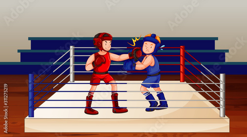 Scene with boxer fighting in the ring