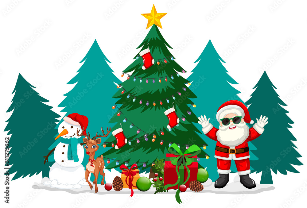 Christmas theme with Santa and snowman Christmas theme with Santa and snowman