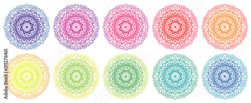 Mandala patterns in different colors