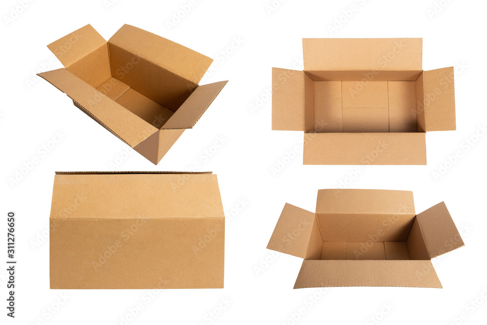 Cardboard boxes isolated on white background.