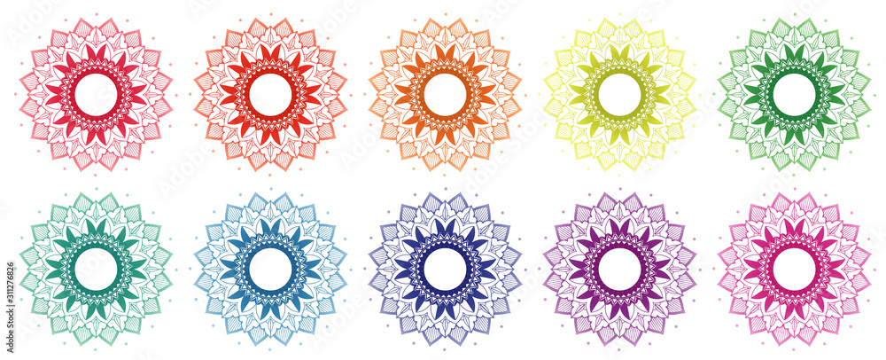 Mandala patterns in different colors