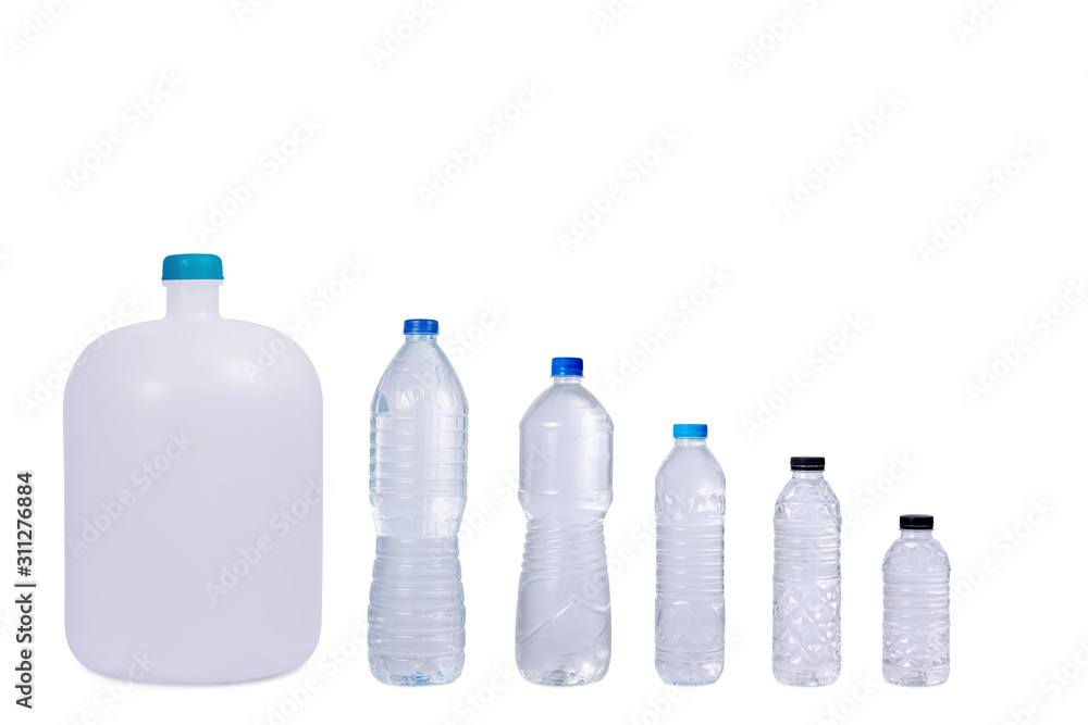 Different size plastic bottle shape isolated on white background Different size plastic bottle shape isolated on white background